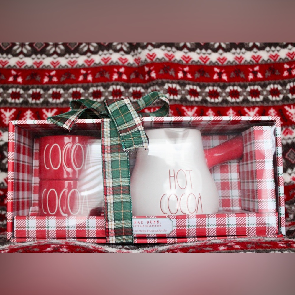 Rae Dunn Christmas Hot Cocoa Crock with Mugs Set